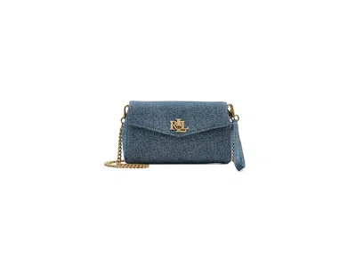 Ralph Lauren Washed Denim Tanner Crossbody Wallet Cross Body Handbags Oxford Blue/lauren Tan: One Size
