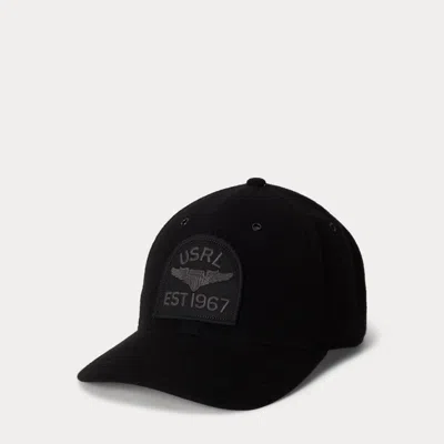 Ralph Lauren Washed Wool Twill Ball Cap In Black