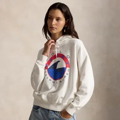 Polo Ralph Lauren Wave-logo Fleece Hoodie In Deckwash White