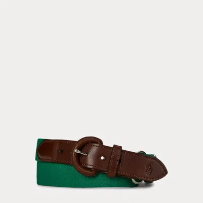 Ralph Lauren Webbed Cotton & Leather Belt