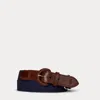 Ralph Lauren Webbed Cotton & Leather Belt In Blue