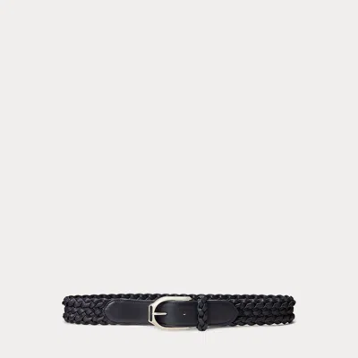 Ralph Lauren Welington Braided Calfskin Belt In Lux Navy In Black