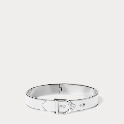 Ralph Lauren Welington Enamel Bracelet In Cream/grey In Silver
