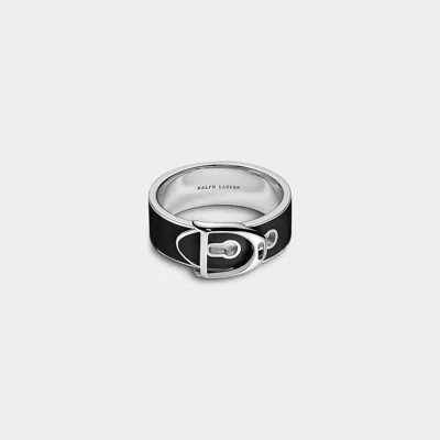 Ralph Lauren Welington Enamel Ring In Black