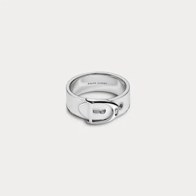 Ralph Lauren Welington Enamel Ring In Off White In Silver