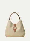 Polo Ralph Lauren Welington Medium Woven Linen Shoulder Bag In Natural