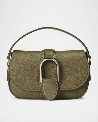 Ralph Lauren Welington Mini Flap Leather Wallet On Chain In Dusty Sage