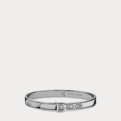 Ralph Lauren Welington Narrow Brass Bangle In Grey In Silver