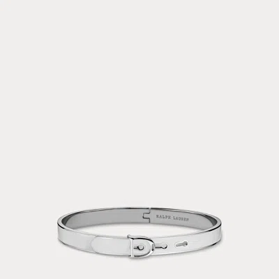 Ralph Lauren Welington Narrow Enamel Bracelet In Off White In Silver