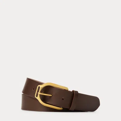 Ralph Lauren Welington Stirrup-buckle Calfskin Belt In Brown