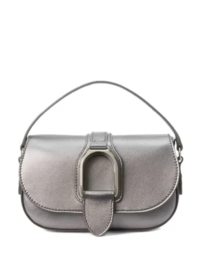 Ralph Lauren Wellington Buckle-detail Leather Cross Body Bag In Silver