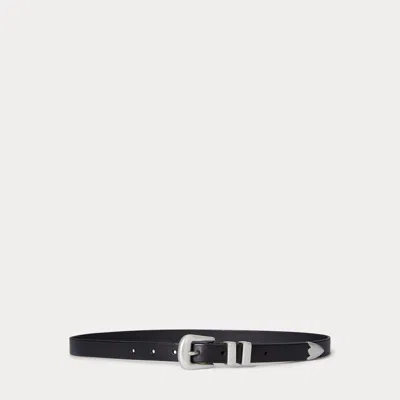 Polo Ralph Lauren Western Distressed Leather Belt In Black