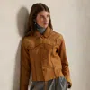 Ralph Lauren Western Leather Shirt Jacket In Brown