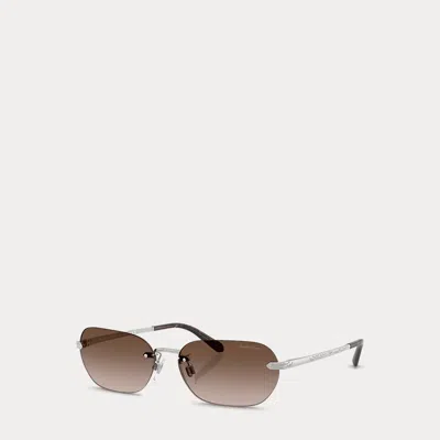 Ralph Lauren Western Rectangle Sunglasses In Shiny Silver