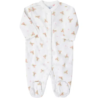 Ralph Lauren White Babygrow For Baby Girl With Pink Logo And Teddy Bear