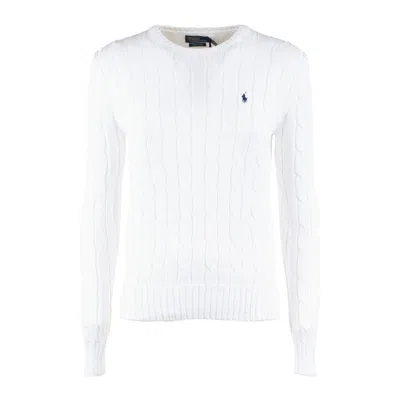 Ralph Lauren White Cotton Cable-knit Crew Neck Sweater