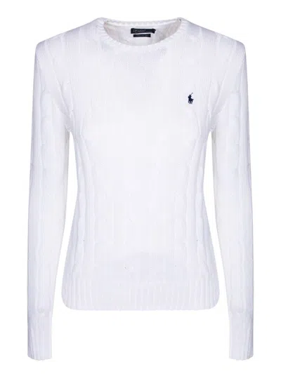 Ralph Lauren White Cotton Cable-knit Crew Neck Sweater