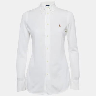 Pre-owned Ralph Lauren White Cotton Knit Oxford Long Sleeve Shirt S