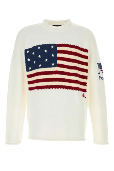 Ralph Lauren White Crewneck Printed Sweatshirt