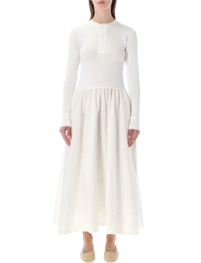 Ralph Lauren White Henley Style Maxi Dress