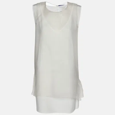 Pre-owned Ralph Lauren White Knit Sleeveless Tops S