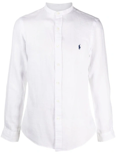 Ralph Lauren White Linen Shirt With Logo