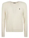 Polo Ralph Lauren Textured Cable Knit Sweater With Round Neckline And Fitted Silhouette In White