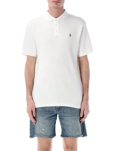 Polo Ralph Lauren Custom Slim Fit Honeycomb-mesh Polo In White In Green