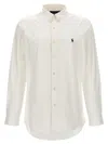 Polo Ralph Lauren White Shirt With Button-down Colllar And Pony Embroidery On The Front In Neutral