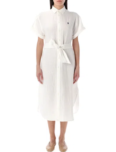 Ralph Lauren White Oxford Belted Midi Dress