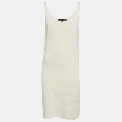 Pre-owned Ralph Lauren White Pointelle Knit Mini Dress L