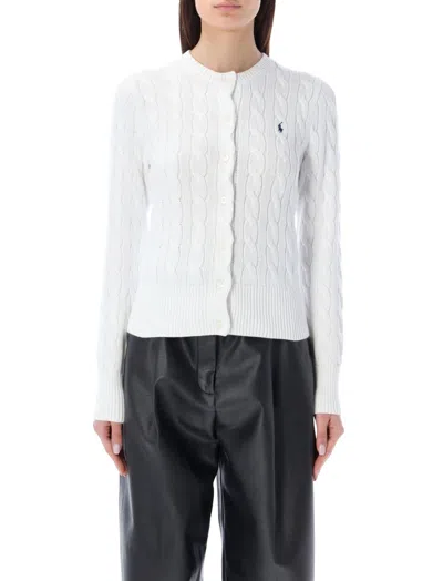 Ralph Lauren White Pony Cable-knit Cardigan