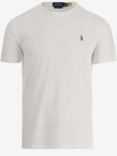 Polo Ralph Lauren White Pony Logo T-shirt In Beige
