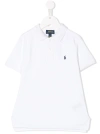 RALPH LAUREN WHITE SHORT SLEEVE POLO SHIRT WITH LOGO EMBROIDERY IN COTTON BOY