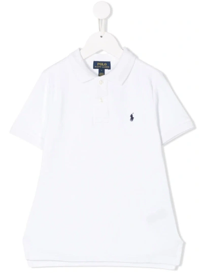 Ralph Lauren Kids' White Short Sleeve Polo Shirt With Logo Embroidery In Cotton Boy