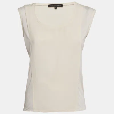 Pre-owned Ralph Lauren White Silk Panel Detail Sleeveless Top S