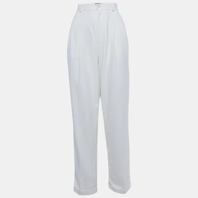 Pre-owned Ralph Lauren White Silk Tailored Formal Trousers S