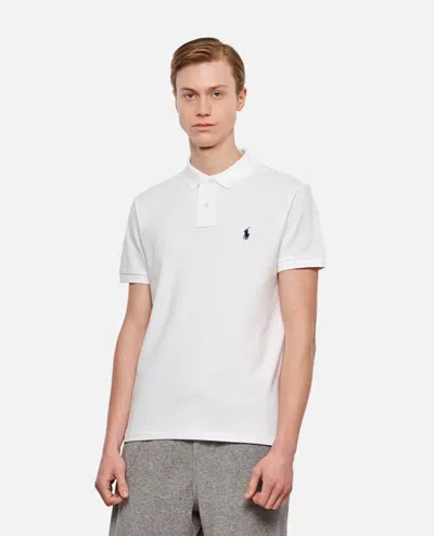 Polo Ralph Lauren Slim Fit White Polo Shirt With Classic Collar And Pony Embroidery On The Front In Cotton Piquet Man