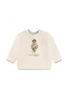 Ralph Lauren White Sweatshirt For Baby Boy With Polo Bear In White