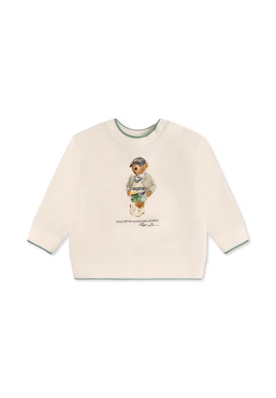 Ralph Lauren White Sweatshirt For Baby Boy With Polo Bear