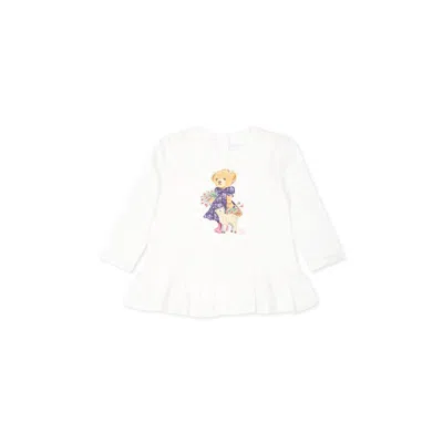 Ralph Lauren White T-shirt For Baby Girl With Polo Bear