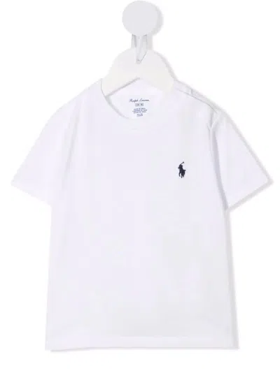 Ralph Lauren Babies' White T-shirt With Navy Blue Pony