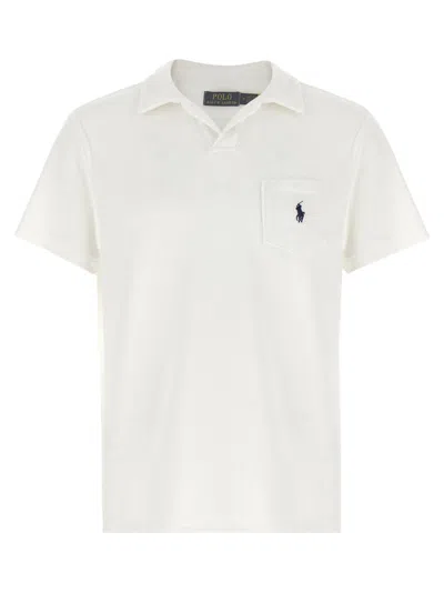 RALPH LAUREN WHITE TERRY CLOTH POLO SHIRT