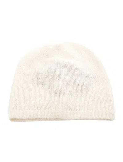 Pre-owned Ralph Lauren White Wool Fitted Polo Beanie With Tags