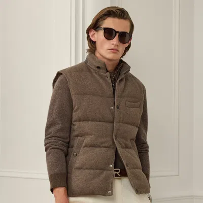 Ralph Lauren Whitwell Wool-blend Tweed Down Vest In Brown