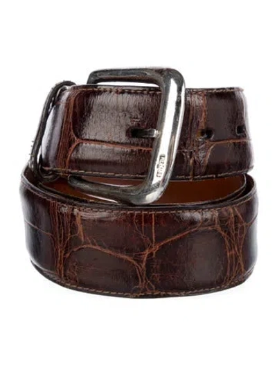 Pre-owned Ralph Lauren Wide Alligator Belt In Brown
