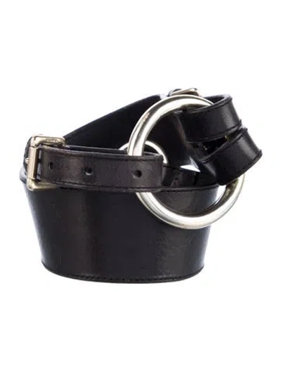 Pre-owned Ralph Lauren Wide Leather Belt In Black