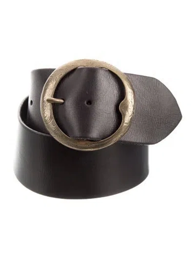 Pre-owned Ralph Lauren Wide Leather Belt In Black