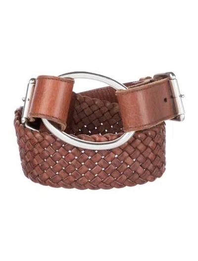 Pre-owned Ralph Lauren Wide Leather Belt In Brown