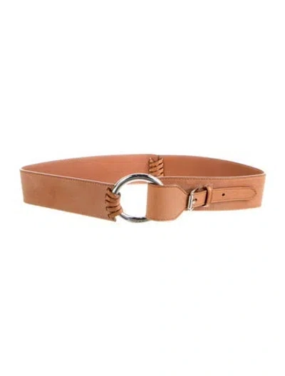 Pre-owned Ralph Lauren Wide Leather Belt In Brown